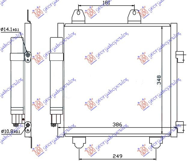 Radiator i kondicionerit 1.0 benzinë -1.4 dizel HDi (350x330x16)