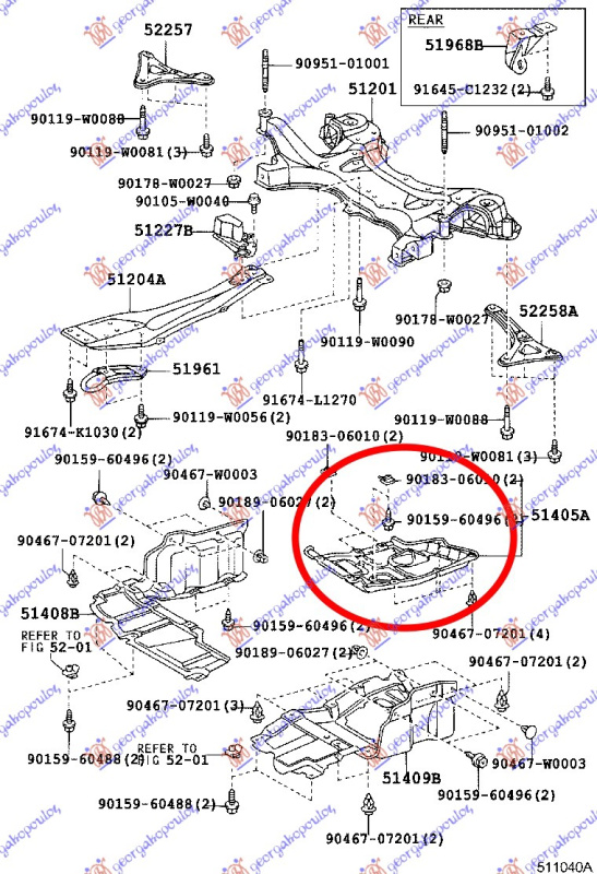 Mbrojtje/kapak nën motor (pjesa e pasme)