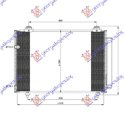 Radiator i kondicionerit benzinë/dizel 04- (610x370x16)