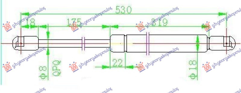 Amortizues (një) për derën e bagazhit 04- (531L-545N)
