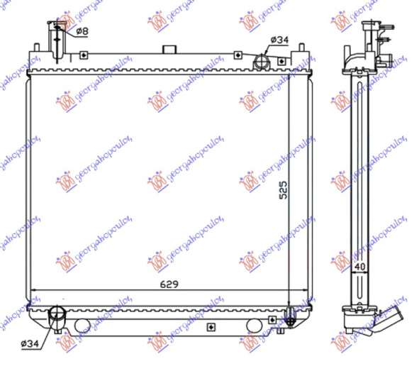 Radiator për motor 2,4 TD (52,5x62,5x48)