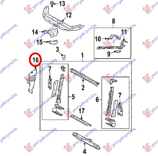 Mbajtës për radiatorin për motor plastik vertikal