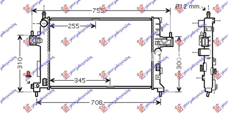 Radiator për motor 1.3CDTi/1.7DTi dizel (60x35) (MAHLE BEHR)