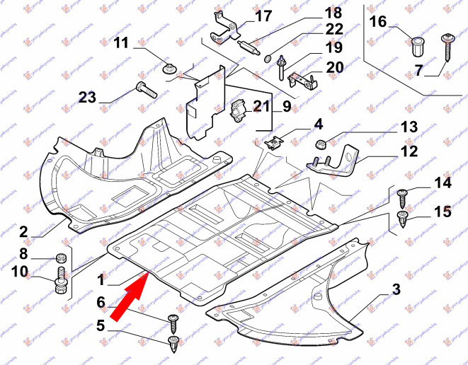 Mbrojtje/kapak nën motor