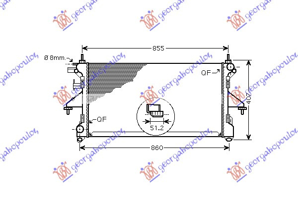 Radiator për motor 2.2-3.0 HDi (me/pa kondicioner) dizel (marsh manual) (780x380x34)