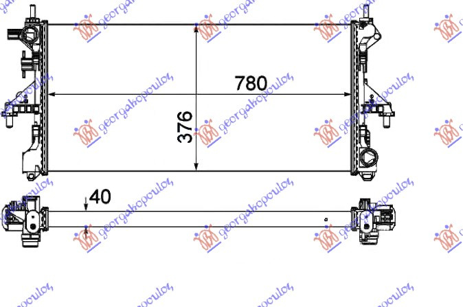 Radiator për motor 2.0 JTD (me kondicioner) (78x37.6x4.0)