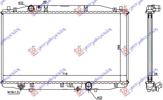Radiator për motor 2,2CTDi (39,5x71,5x26)