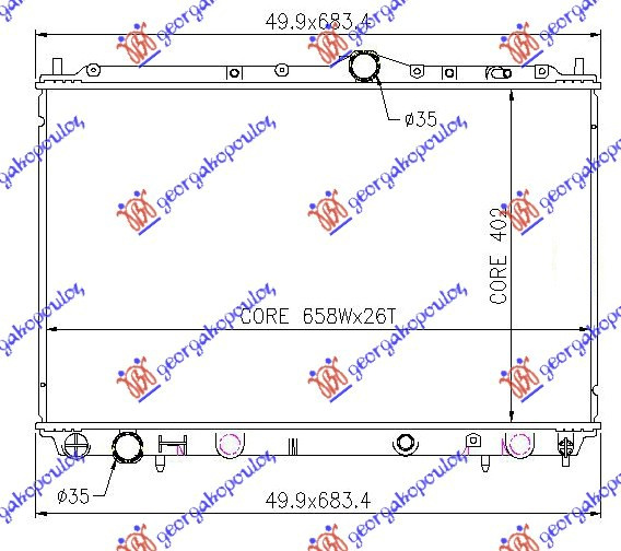 Radiator për motor 1,9 TD (40,2x65,5x32)