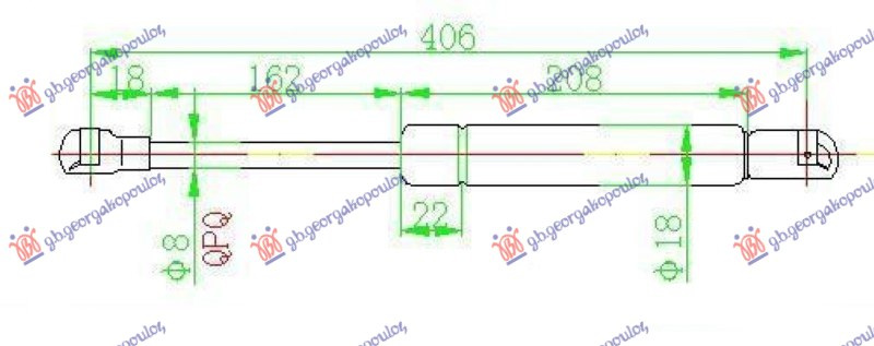 Amortizues (një) për derën e bagazhit (406L-335N)