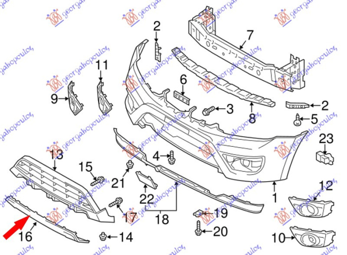 Shirit grilë e parakolpit të përparmë i poshtëm me ngjyrë të zezë 2013-