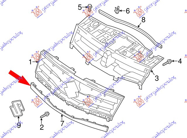 Shirit kornizë/grilë i poshtëm krom 2013-