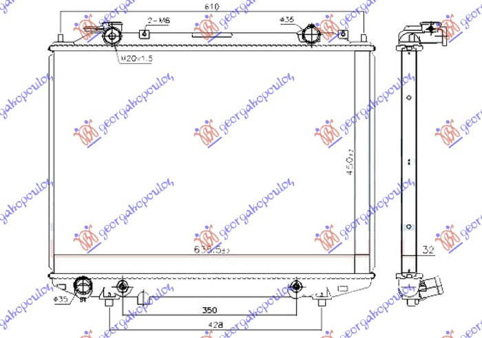 Radiator për motor 2.5-3.0 TDCi dizel (marsh automatik) (450x635)