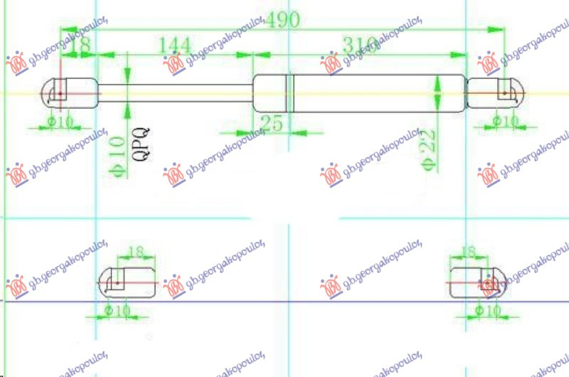 Amortizues (një) për derën e bagazhit (496L-830N)