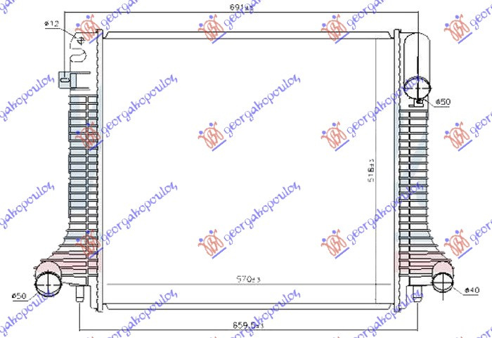 Radiator për motor dizel (570x515) (VALEO)