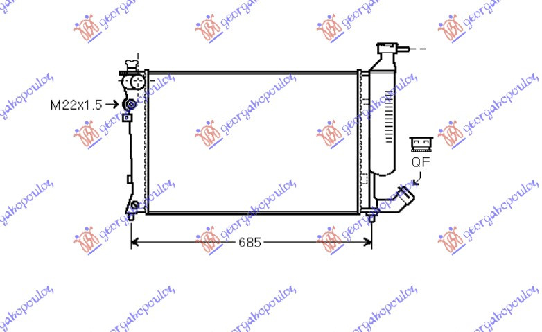 Radiator për motor 1.6-1.8CC-2.0CC (61x32)