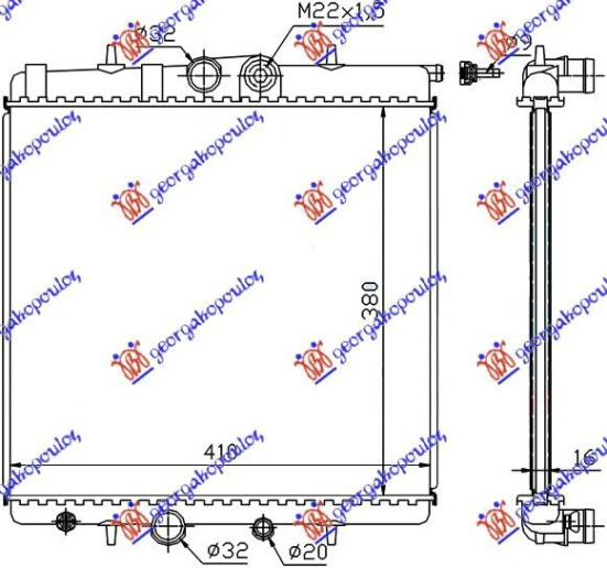 Radiator për motor 1.4cc (pa kondicioner) (38x40)