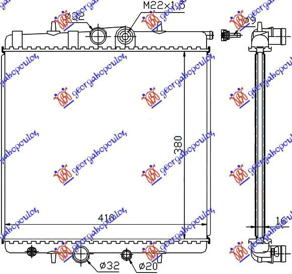Radiator për motor 1.4cc (pa kondicioner) (38x40)