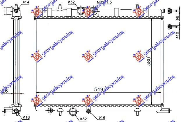Radiator për motor 1.4-1.6-2.0 (me/pa kondicioner) (38x56x2.7 -