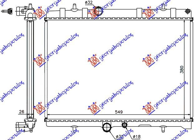 Radiator për motor 2,0 HDi (38x56x19) (me/pa kondicioner)