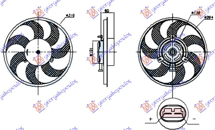 Ventilator benzinë/dizel (Motor + helikë) (300mm) (me prizë në Motor)