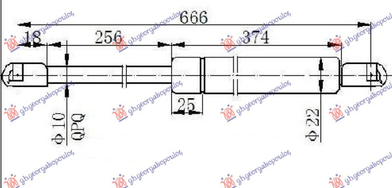 Amortizues (një) për derën e bagazhit (667L-755N)