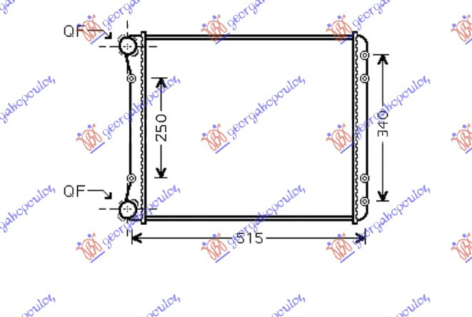 Radiator për motor 1.2-1.4-1.6 16V FSI + TDI (46.8x39.5)