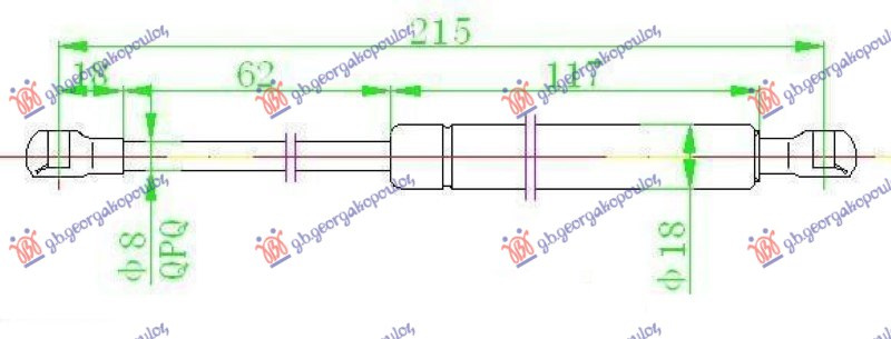 Amortizues (një) për derën e bagazhit (214L-680N)