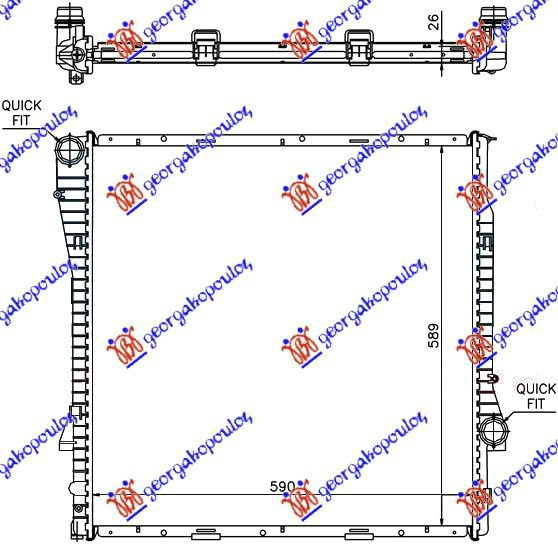 Radiator për motor 3.0 benzinë/dizel (marsh automatik) (59x60x2,4)