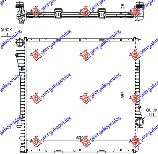 Radiator për motor 3.0 benzinë/dizel (marsh automatik) (59x60x2,4) (MAHLE BEHR PREMIUM LINE)