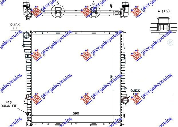 Radiator për motor 4.4-4,6-4,8 benzinë/dizel AT (59x60x4,0) (MAHLE BEHR PREMIUM LINE)