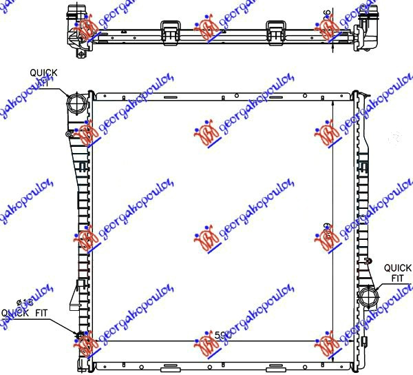 Radiator për motor 3.0 benzinë/dizel (marsh automatik) (59x60x2.4)