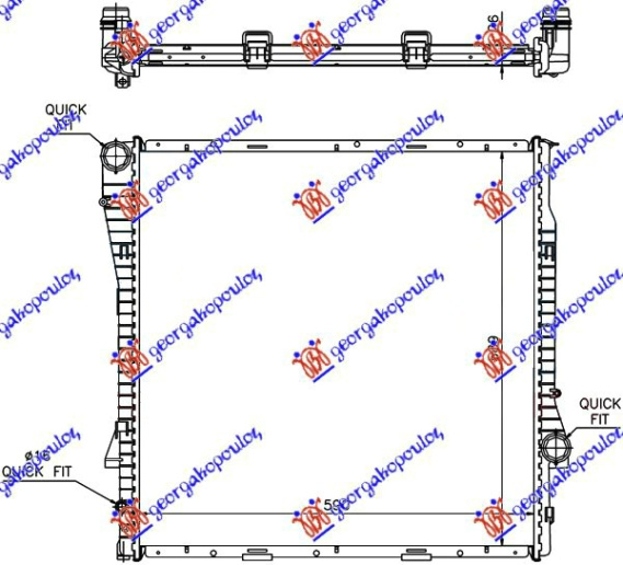 Radiator për motor 3.0 benzinë/dizel AUTO (59x60x2.4) (MAHLE BEHR PREMIUM LINE)