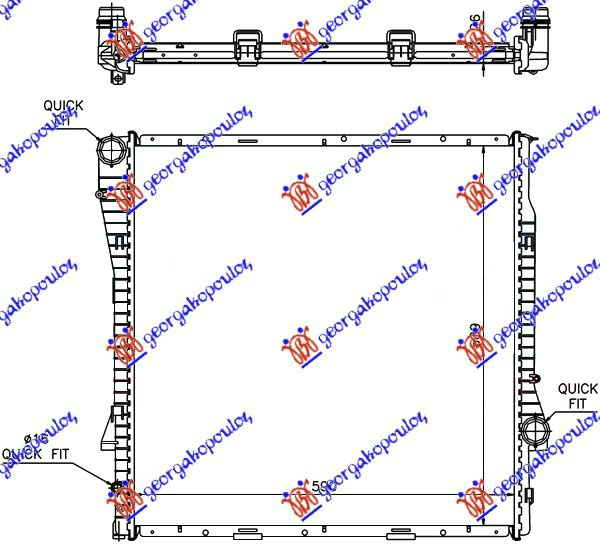 Radiator për motor 3.0 benzinë/dizel AUTO (59x60x2.4) (MAHLE BEHR PREMIUM LINE)