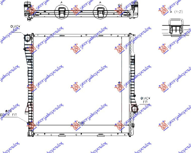 Radiator për motor 4.4-4,6-4,8 benzinë/dizel (marsh automatik) (59x60x4,0) (MAHLE BEHR)