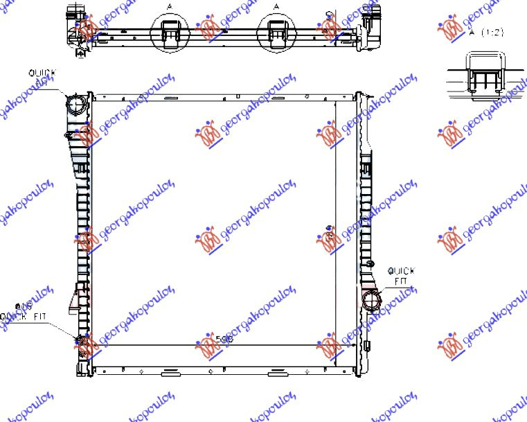 Radiator për motor 4.4-4,6-4,8 benzinë/dizel (marsh automatik) (59x60x4,0) (MAHLE BEHR)