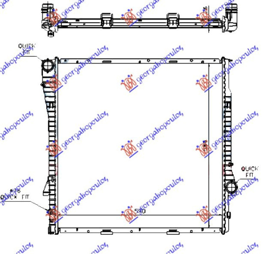 Radiator për motor 3.0 benzinë/dizel (marsh automatik) (59x60x2.4) (MAHLE BEHR)