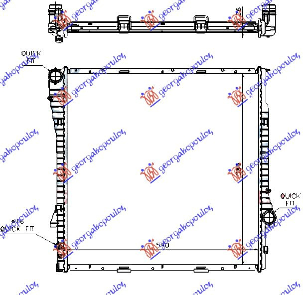 Radiator për motor 3.0 benzinë/dizel (marsh automatik) (59x60x2.4) (MAHLE BEHR)