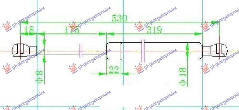 Amortizues (një) për derën e bagazhit (530L-530N)