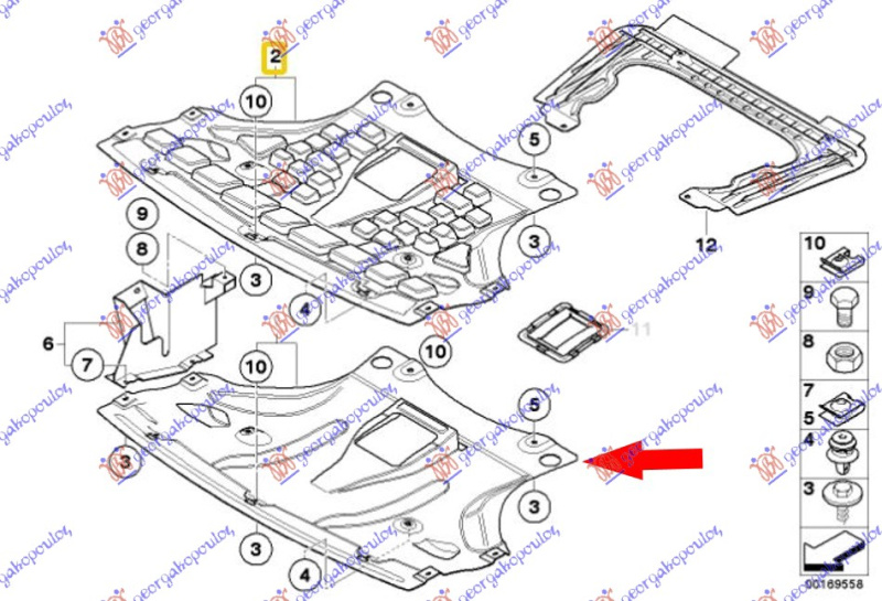 Mbrojtje/kapak nën motor plastik