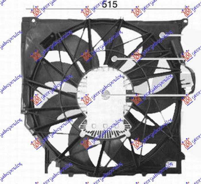 Ventilator komplet 2.5-3.0 benzinë - 2.0-3.0 dizel (490mm) (3 pinë)