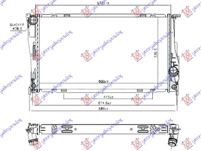 Radiator për motor 3.0 (135i) benzinë (marsh automatik) (600x340x32)