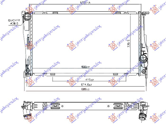 Radiator për motor 3.0 (135i) benzinë (marsh automatik) (600x340x32)