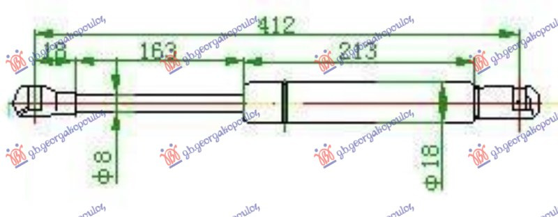 Amortizues (një) për derën e bagazhit (412L-400N)