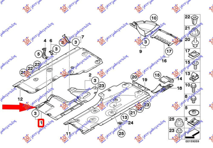 Mbrojtje/kapak nën motor plastik (pjesa e pasme)