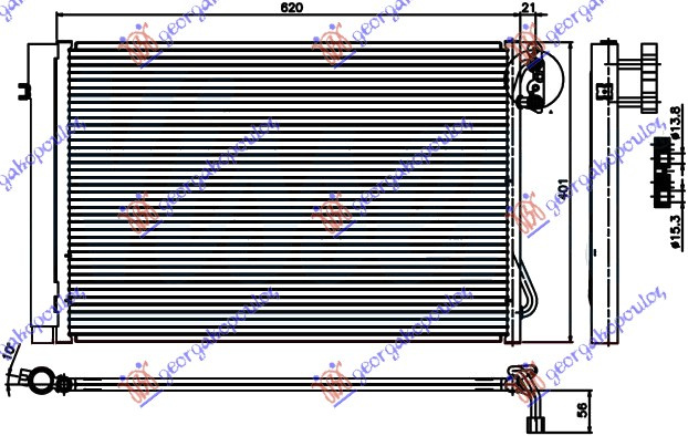 Radiator i kondicionerit 1,6-2,0-2,5,3,0 benzinë (58,7x40)