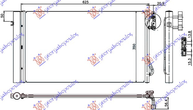 Radiator i kondicionerit 2.0-3.0 TURBO dizel (580x340x16)