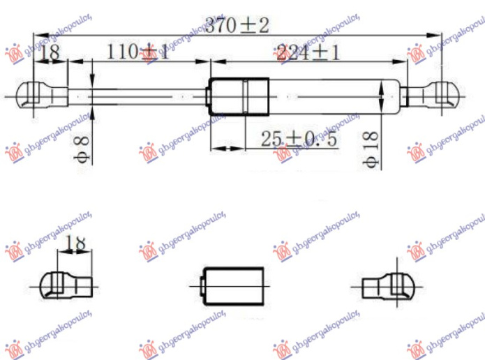 Amortizues (një) për derën e bagazhit (370L-320N)