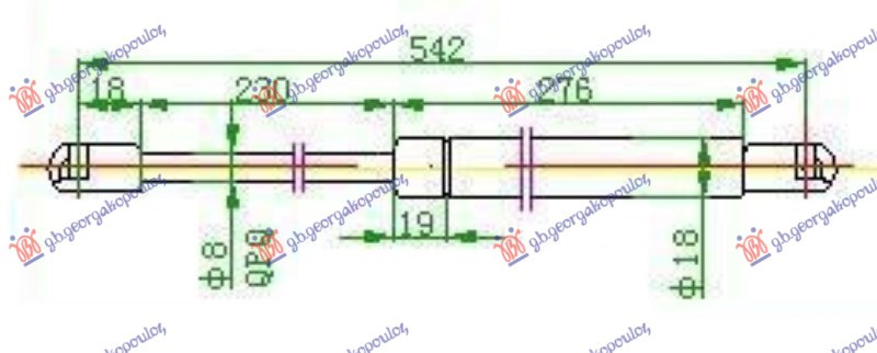 Amortizues (një) për derën e bagazhit karavan (543L-450N)
