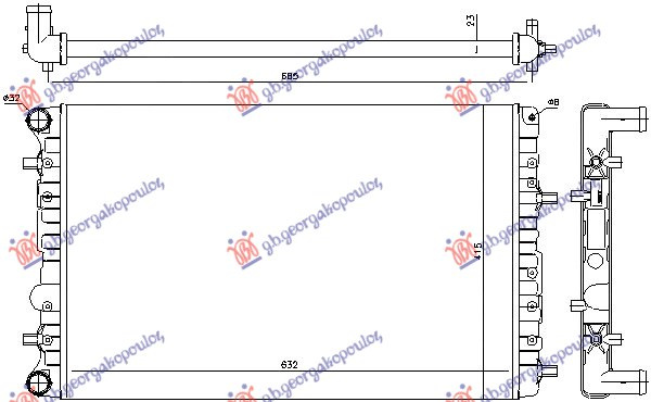 Radiator për motor 1.4 benzinë (632x415) me црево