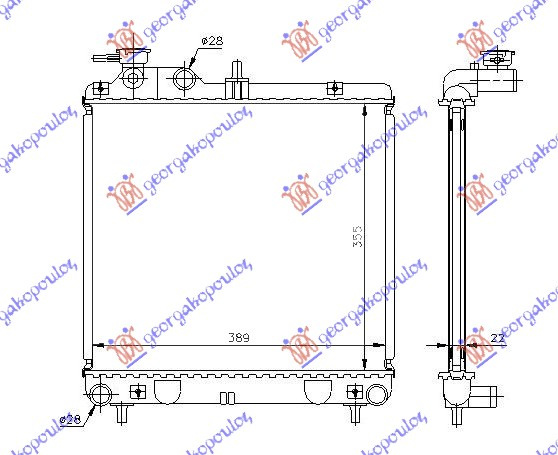 Radiator për motor 1.0I 12V (me/pa kondicioner) (36x40)